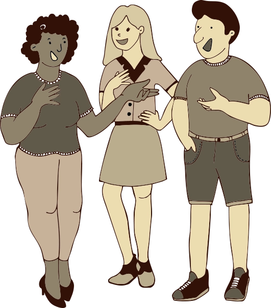 Trois personnes qui discutent